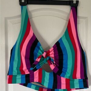 2X Colourful Striped Bikini Top